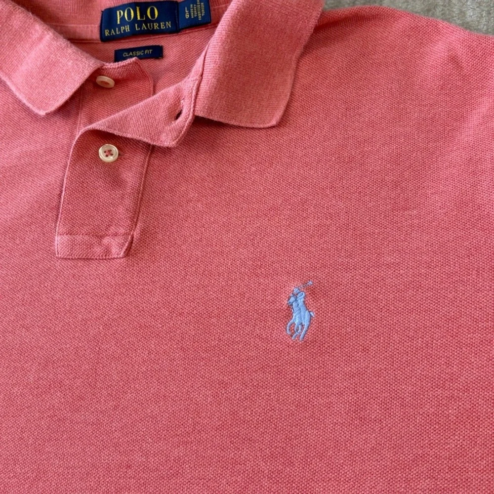 Polo Ralph Lauren Polo Shirt Mens‎ L Salmon Classic Fit Short Sleeve Preppy